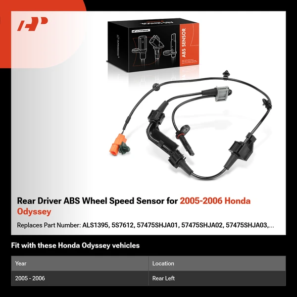 Rear Driver ABS Wheel Speed Sensor for 2005-2006 Honda Odyssey