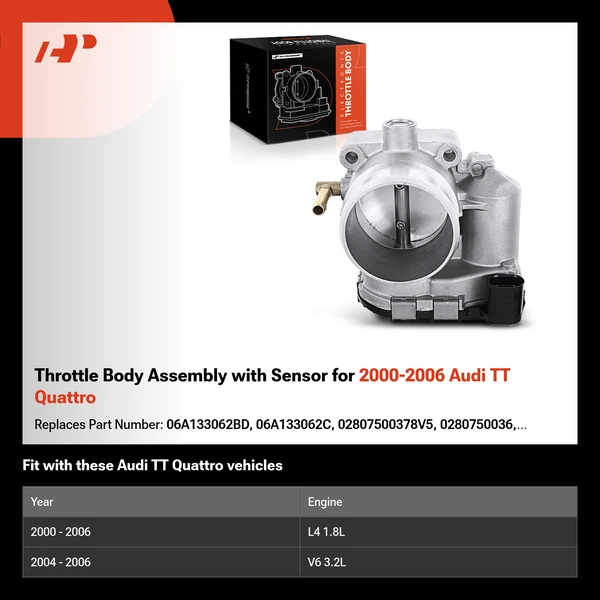 Throttle Body Assembly with Sensor for 2000-2006 Audi TT Quattro