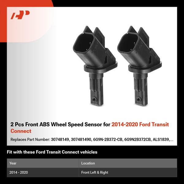 2 Pcs Front ABS Wheel Speed Sensor for 2014-2020 Ford Transit Connect
