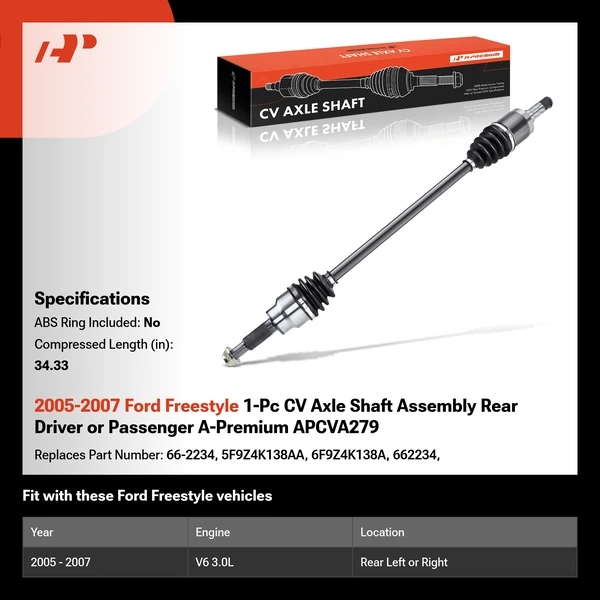 2005-2007 Ford Freestyle 1-Pc CV Axle Shaft Assembly Rear Driver or Passenger A-Premium APCVA279