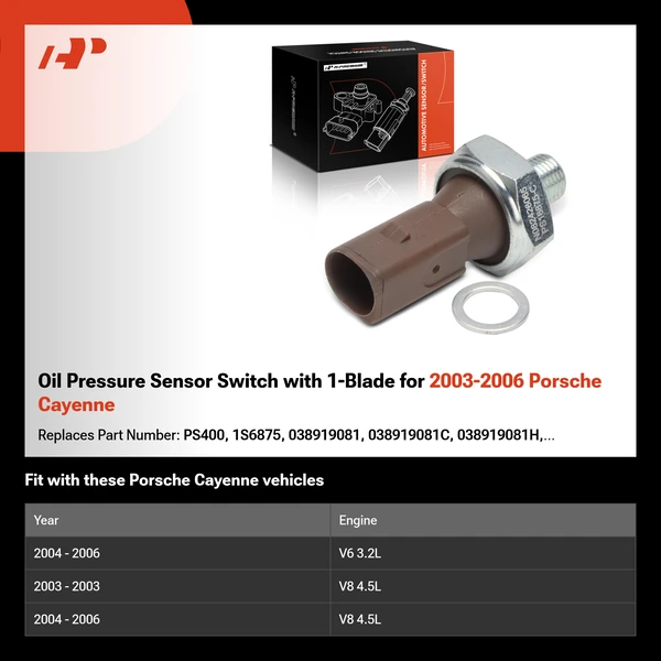 Oil Pressure Sensor Switch with 1-Blade for 2003-2006 Porsche Cayenne