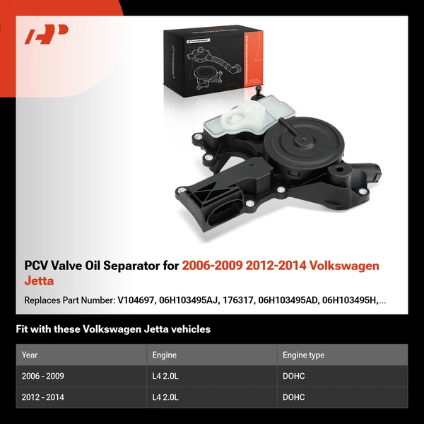 PCV Valve Oil Separator for 2006-2009 2012-2014 Volkswagen Jetta