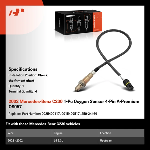 2002 Mercedes-Benz C230 1-Pc Oxygen Sensor 4-Pin A-Premium OS057