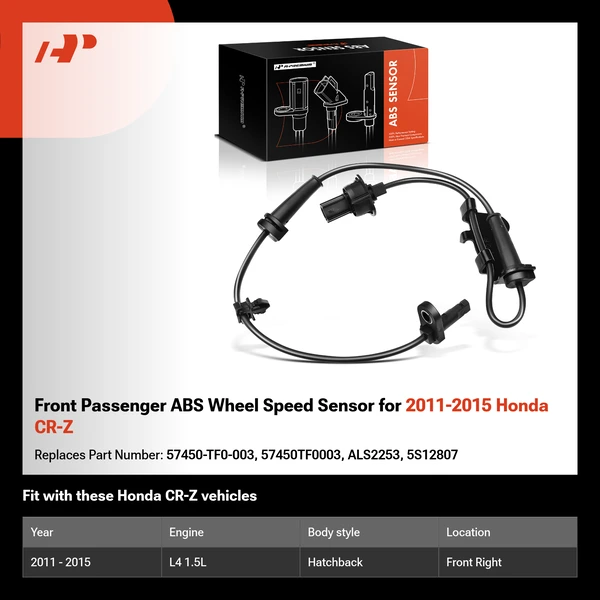 Front Passenger ABS Wheel Speed Sensor for 2011-2015 Honda CR-Z