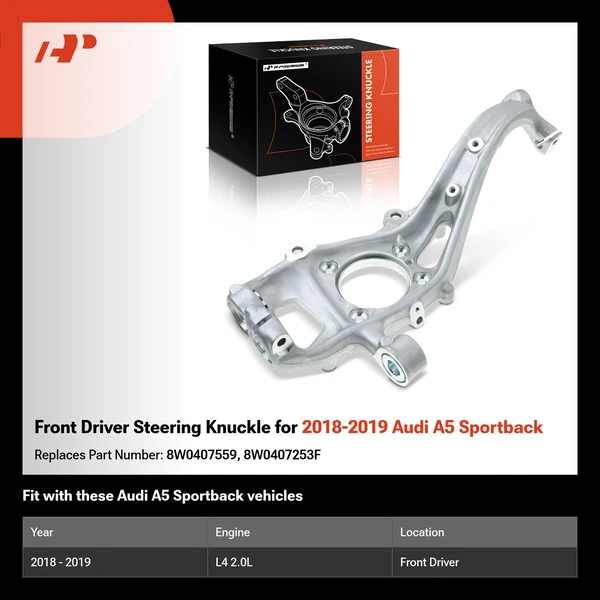 Front Driver Steering Knuckle for 2018-2019 Audi A5 Sportback