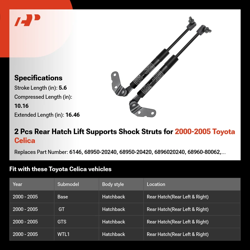 2 Pcs Rear Hatch Lift Supports Shock Struts for 2000-2005 Toyota Celica