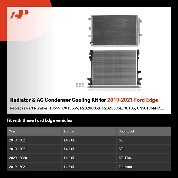 Radiator & AC Condenser Cooling Kit for 2019-2021 Ford Edge