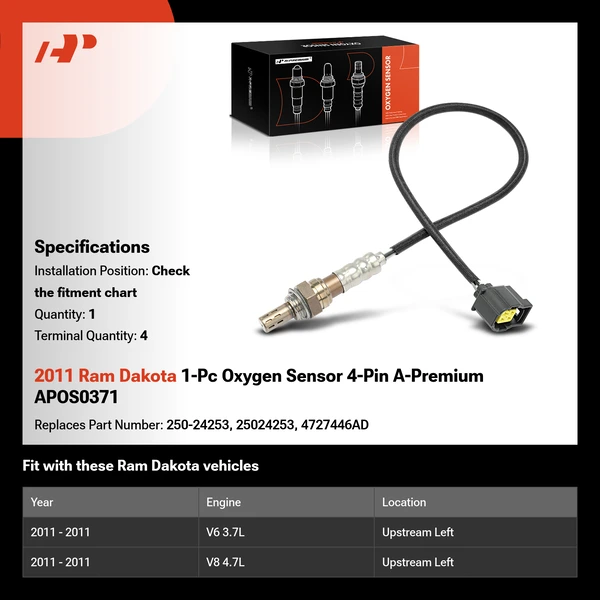 2011 Ram Dakota 1-Pc Oxygen Sensor 4-Pin A-Premium APOS0371