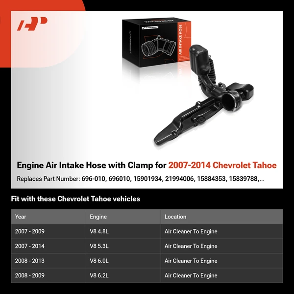 Engine Air Intake Hose with Clamp for 2007-2014 Chevrolet Tahoe