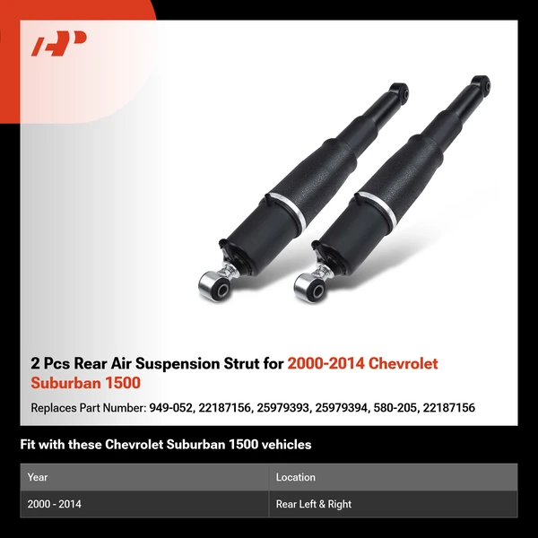 2 Pcs Rear Air Suspension Strut for 2000-2014 Chevrolet Suburban 1500