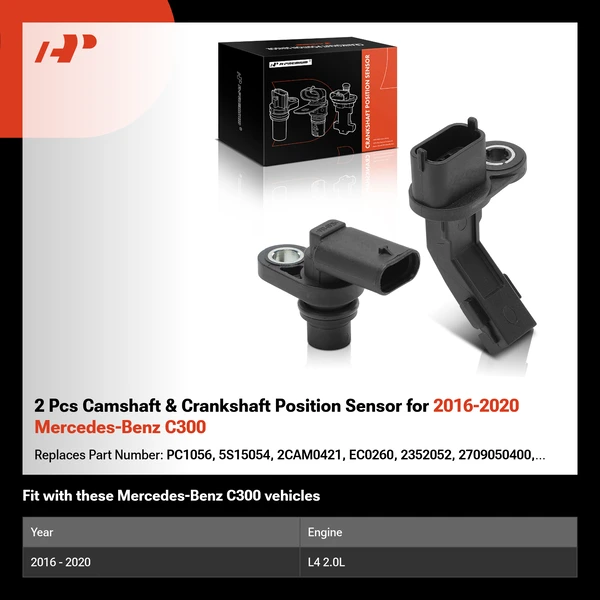 2 Pcs Camshaft & Crankshaft Position Sensor for 2016-2020 Mercedes-Benz C300