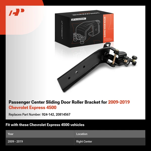 Passenger Center Sliding Door Roller Bracket for 2009-2019 Chevrolet Express 4500