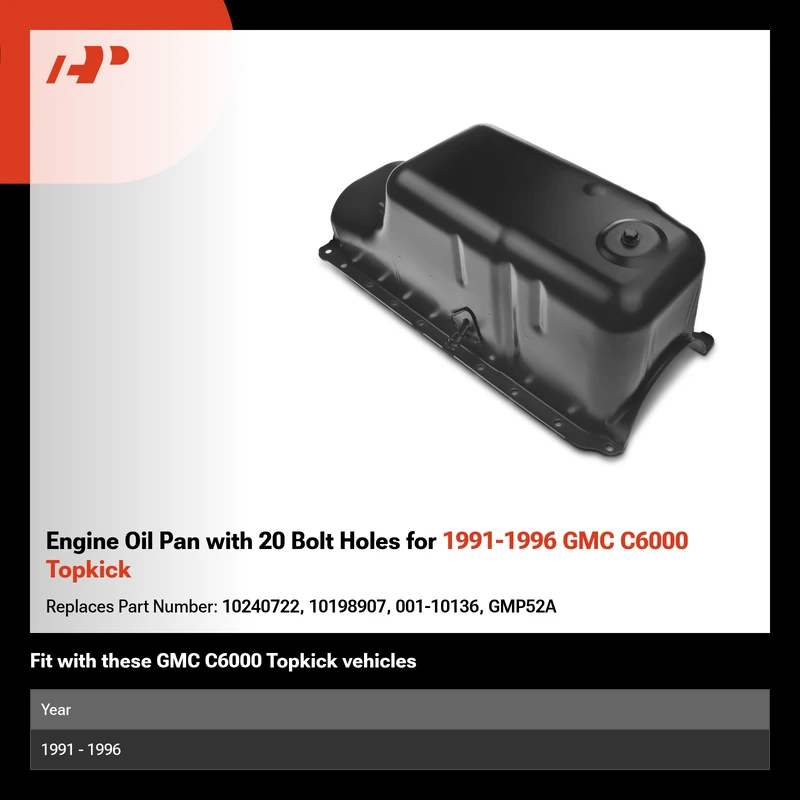 Engine Oil Pan with 20 Bolt Holes for 1991-1996 GMC C6000 Topkick