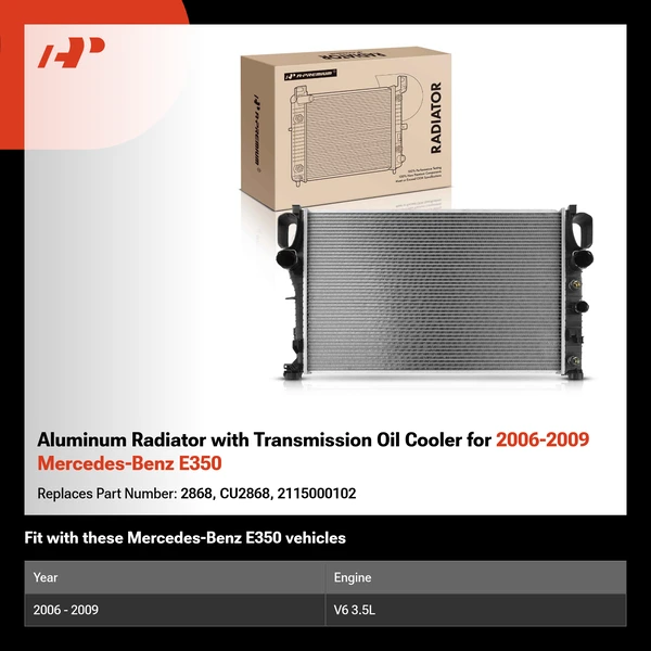 Aluminum Radiator with Transmission Oil Cooler for 2006-2009 Mercedes-Benz E350