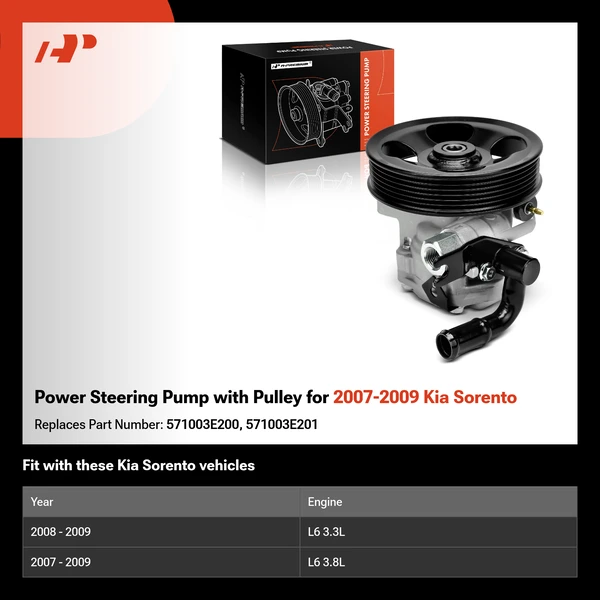 Power Steering Pump with Pulley for 2007-2009 Kia Sorento
