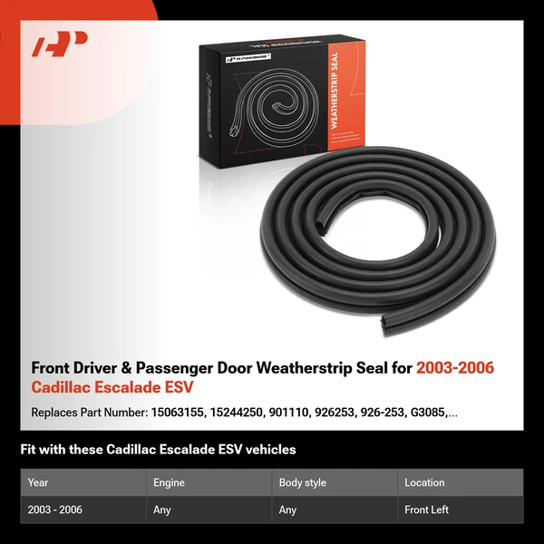 Front Driver & Passenger Door Weatherstrip Seal for 2003-2006 Cadillac Escalade ESV