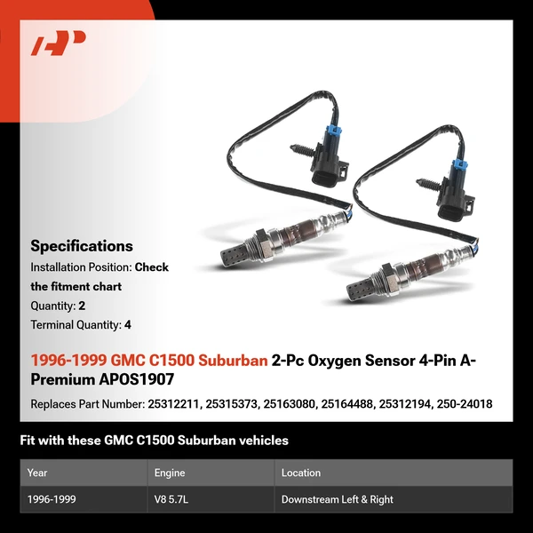 1996-1999 GMC C1500 Suburban 2-Pc Oxygen Sensor 4-Pin A-Premium APOS1907
