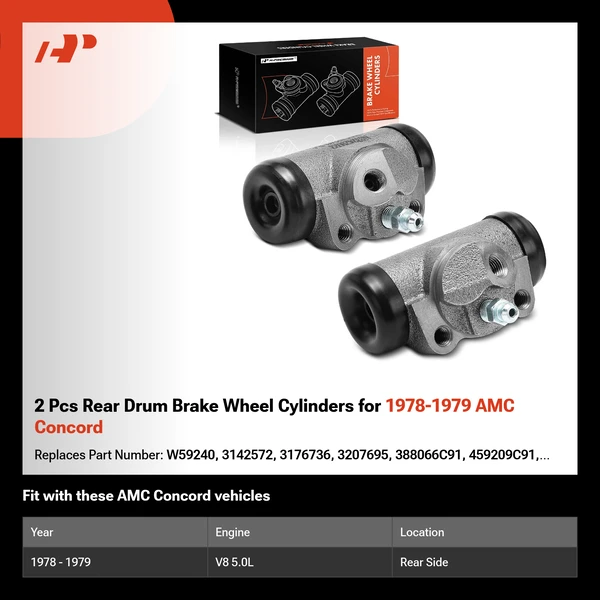 2 Pcs Rear Drum Brake Wheel Cylinders for 1978-1979 AMC Concord