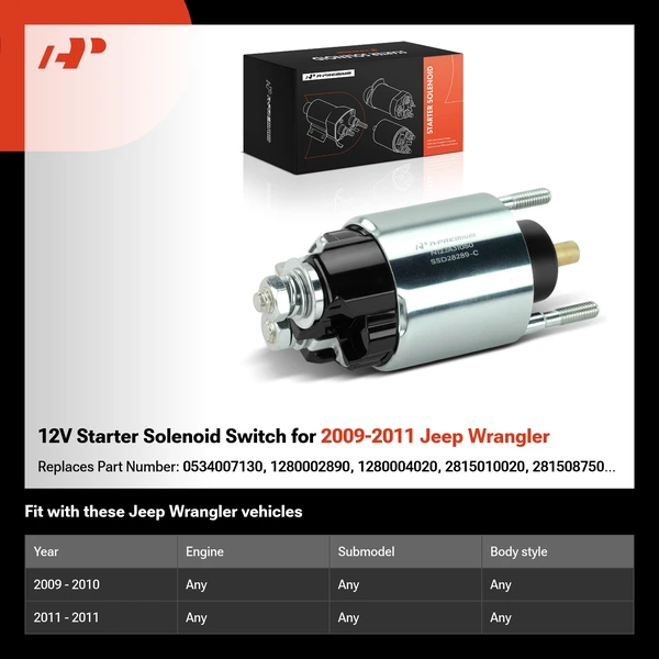 12V Starter Solenoid Switch for 2009-2011 Jeep Wrangler