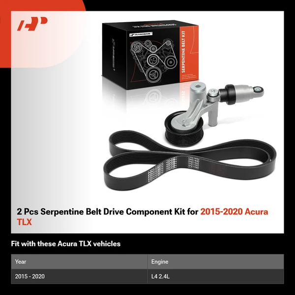 2 Pcs Serpentine Belt Drive Component Kit for 2015-2020 Acura TLX