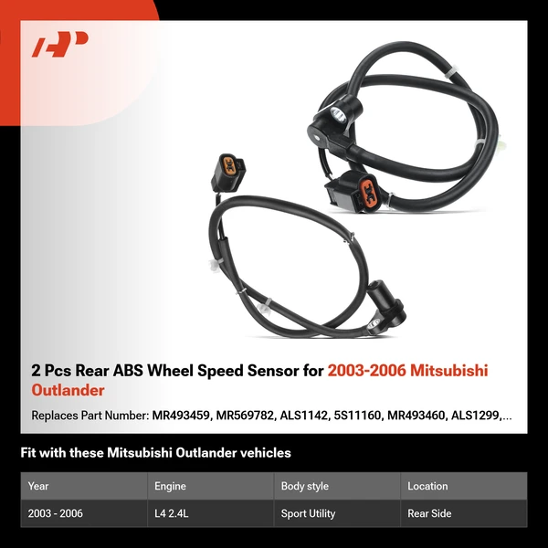 2 Pcs Rear ABS Wheel Speed Sensor for 2003-2006 Mitsubishi Outlander