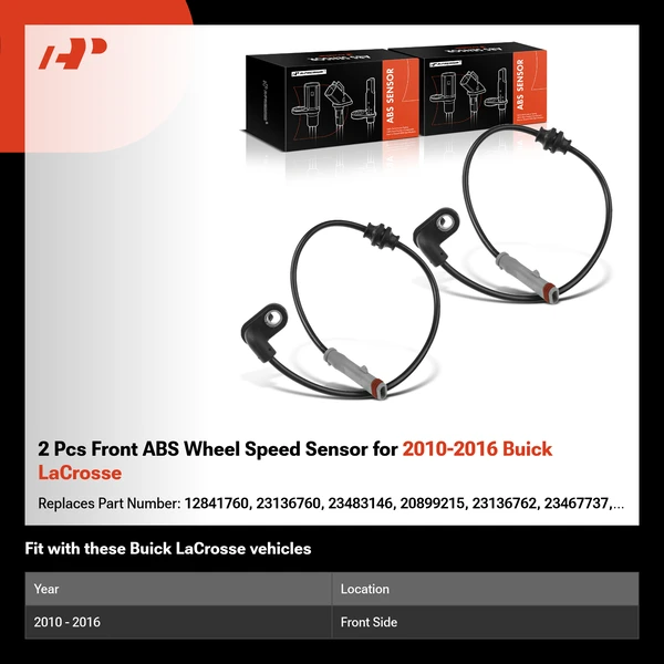 2 Pcs Front ABS Wheel Speed Sensor for 2010-2016 Buick LaCrosse