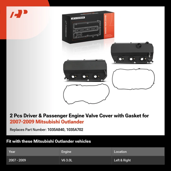 2 Pcs Driver & Passenger Engine Valve Cover with Gasket for 2007-2009 Mitsubishi Outlander