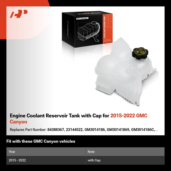 Engine Coolant Reservoir Tank with Cap for 2015-2022 GMC Canyon
