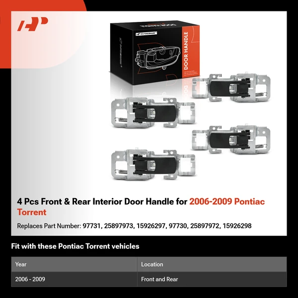 4 Pcs Front & Rear Interior Door Handle for 2006-2009 Pontiac Torrent