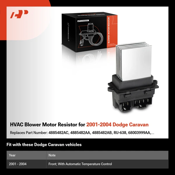 HVAC Blower Motor Resistor for 2001-2004 Dodge Caravan