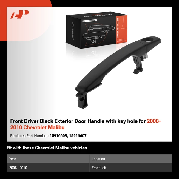 Front Driver Black Exterior Door Handle with key hole for 2008-2010 Chevrolet Malibu