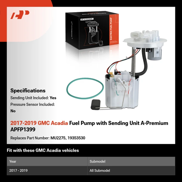 2017-2019 GMC Acadia Fuel Pump with Sending Unit A-Premium APFP1399