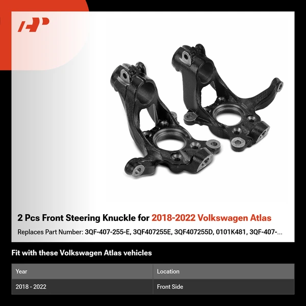 2 Pcs Front Steering Knuckle for 2018-2022 Volkswagen Atlas