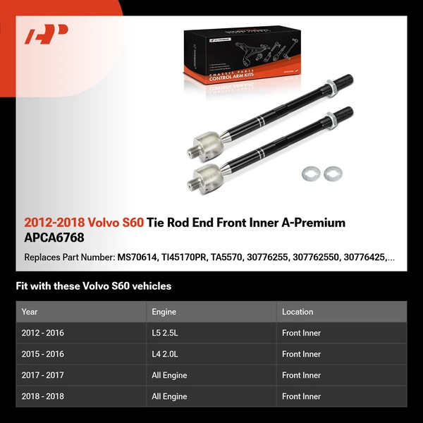 2012-2018 Volvo S60 Tie Rod End Front Inner A-Premium APCA6768
