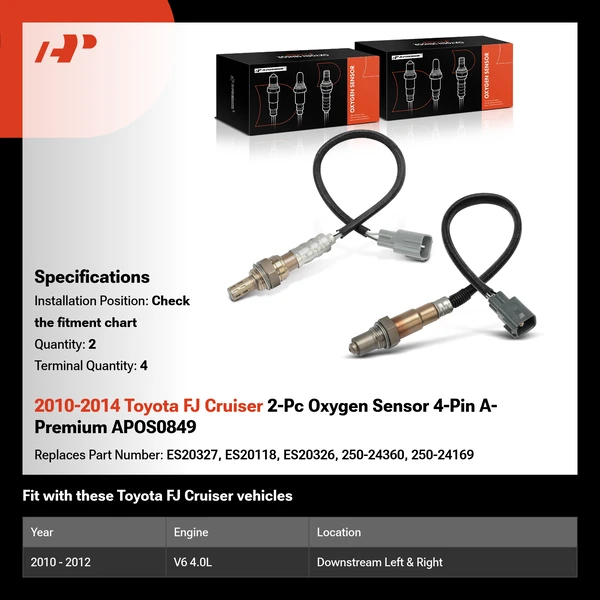 2010-2014 Toyota FJ Cruiser 2-Pc Oxygen Sensor 4-Pin A-Premium APOS0849