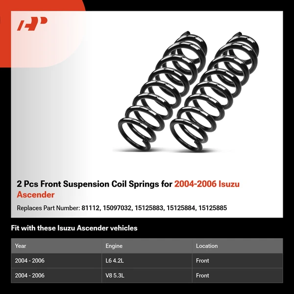 2 Pcs Front Suspension Coil Springs for 2004-2006 Isuzu Ascender