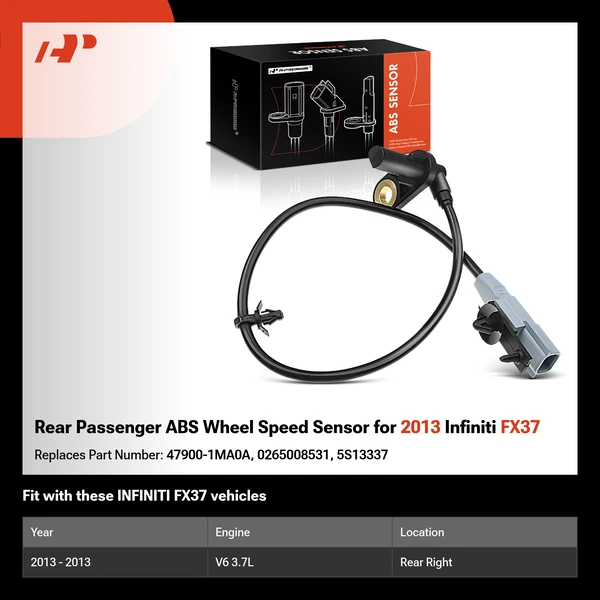 Rear Passenger ABS Wheel Speed Sensor for 2013 Infiniti FX37