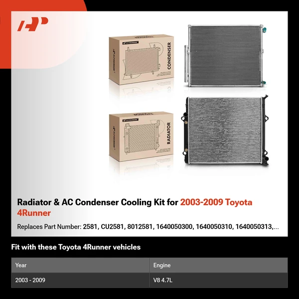 Radiator & AC Condenser Cooling Kit for 2003-2009 Toyota 4Runner