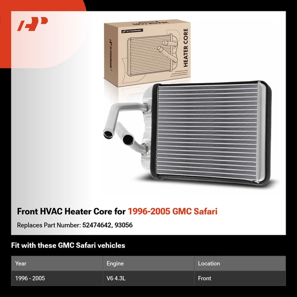 Front HVAC Heater Core for 1996-2005 GMC Safari