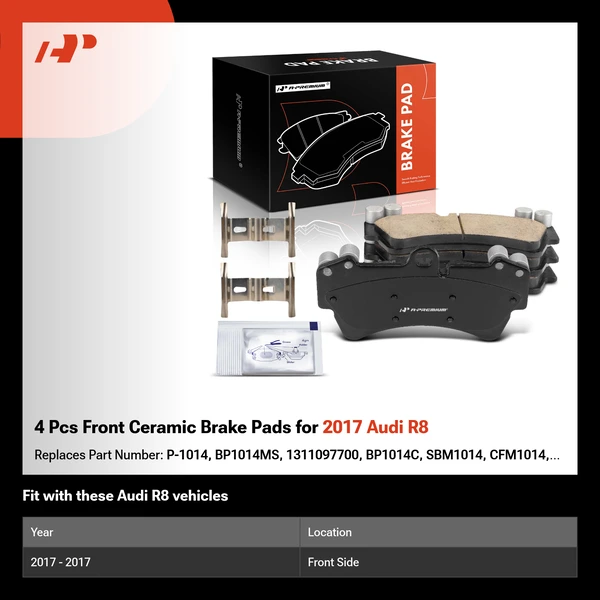 4 Pcs Front Ceramic Brake Pads for 2017 Audi R8