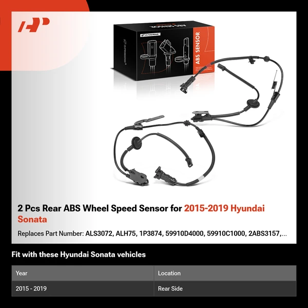 2 Pcs Rear ABS Wheel Speed Sensor for 2015-2019 Hyundai Sonata