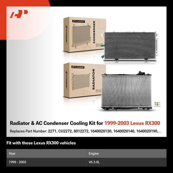 Radiator & AC Condenser Cooling Kit for 1999-2003 Lexus RX300