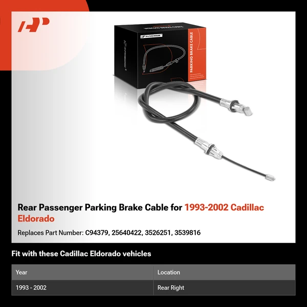 Rear Passenger Parking Brake Cable for 1993-2002 Cadillac Eldorado