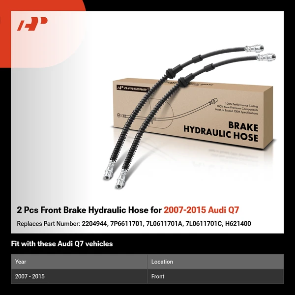 2 Pcs Front Brake Hydraulic Hose for 2007-2015 Audi Q7