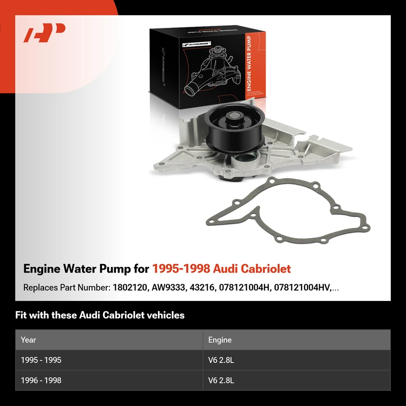 Engine Water Pump for 1995-1998 Audi Cabriolet