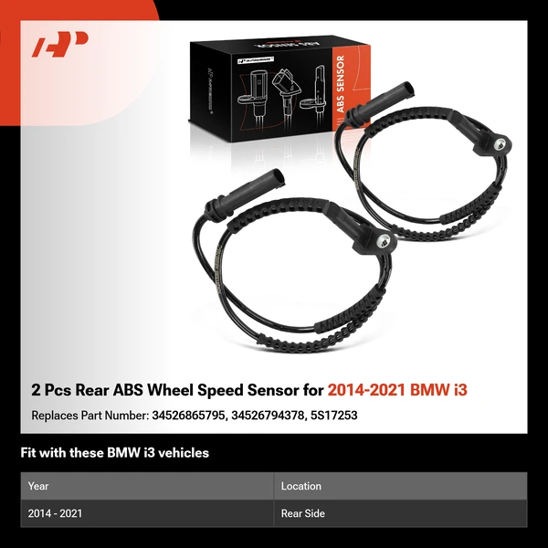 2 Pcs Rear ABS Wheel Speed Sensor for 2014-2021 BMW i3