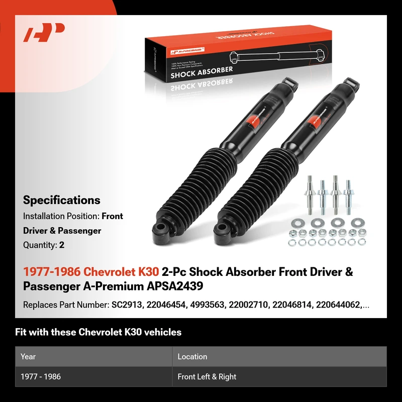 1977-1986 Chevrolet K30 2-Pc Shock Absorber Front Driver & Passenger A-Premium APSA2439