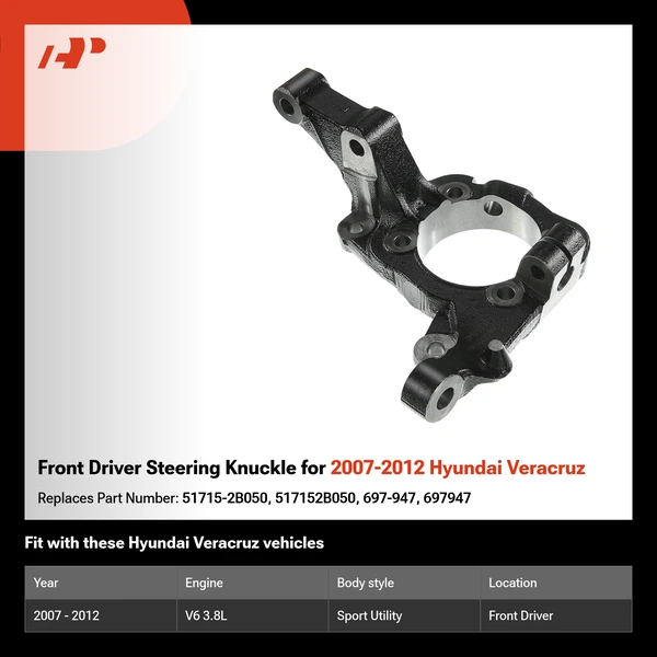 Front Driver Steering Knuckle for 2007-2012 Hyundai Veracruz