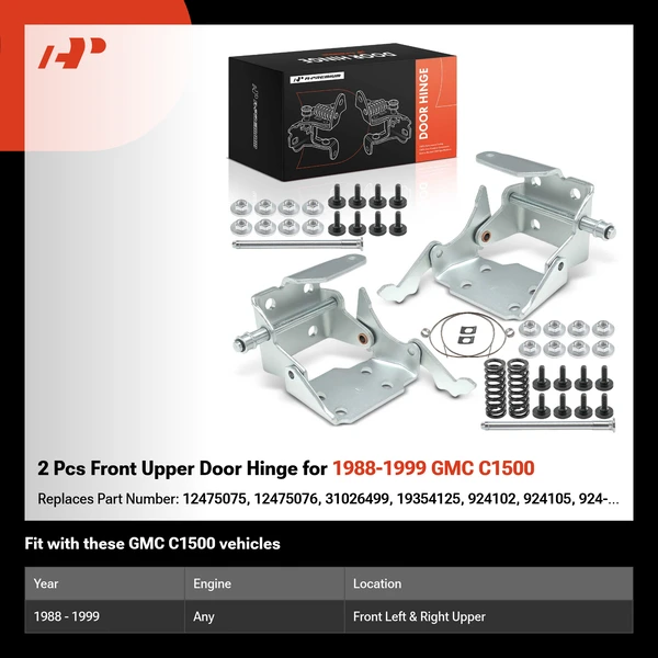 2 Pcs Front Upper Door Hinge for 1988-1999 GMC C1500