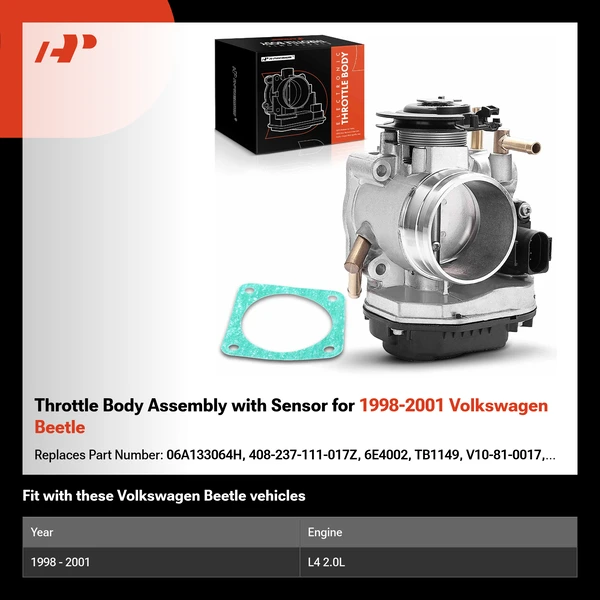 Throttle Body Assembly with Sensor for 1998-2001 Volkswagen Beetle